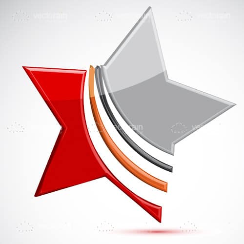 Red and Silver Vector Star